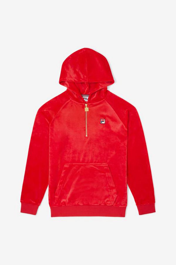 Fila Laurent Velour Men's Hoodies - Red,NZ 789-16548